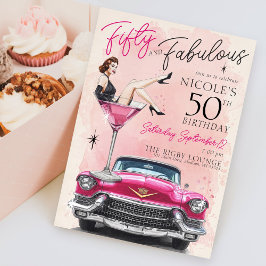 レトロな1950年代のファブリシャスな50歳の誕生日お祝い 招待状