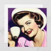 レトロな1950年代の様式化された女性と小さなカード (正面/裏面)