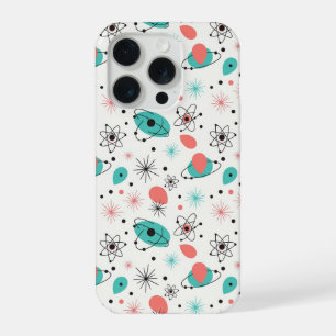 レトロな1950sアトミックスターバースト&軌道を描く原子(L) iPhone 15 Proケース