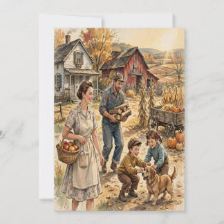 レトロな1950sファミリーハロウィンカード シーズンカード