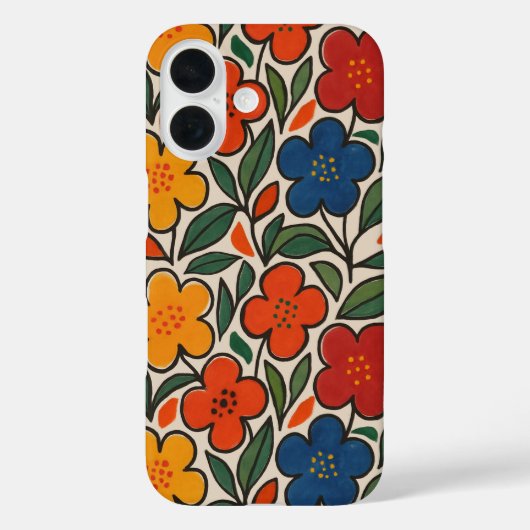 レトロな1960年代スタイルの花柄 Case-Mate iPhoneケース (裏面)