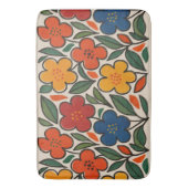 レトロな1960年代風の花柄 バスマット (正面縦)
