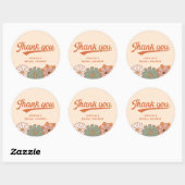 レトロな1970年代のウェディングシャワーのお礼 ラウンドシール (シート)