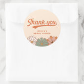 レトロな1970年代のウェディングシャワーのお礼 ラウンドシール (バッグ)