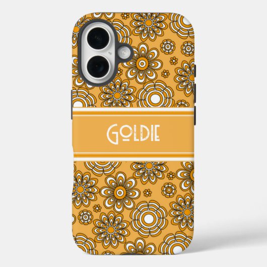レトロな1970年代のマスタードイエローの花 Case-Mate iPhoneケース (裏面)