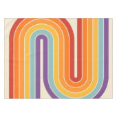 レトロな1970年代スタイルの曲線ストライプ幾何学模様 テーブルクロス (正面(横))