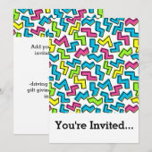 レトロな1980年代のクールでキュートな80'sメンフィスパターン 招待状 (正面/裏面)