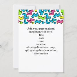 レトロな1980年代のクールでキュートな80'sメンフィスパターン 招待状