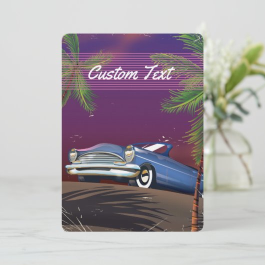レトロな1980年代の自動車ネオンポスター 招待状 (スタンド正面)