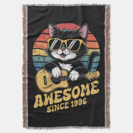 レトロな1996年 誕生日 猫好き ウクレレ 30歳の誕生日 スローブランケット