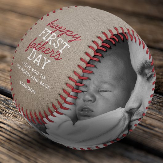 レトロな1st+父の日+野球+2枚の写真 野球ボール