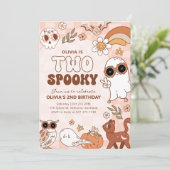 レトロな2つのスパイキー ハロウィン 誕生日招待状 招待状 (スタンド正面)