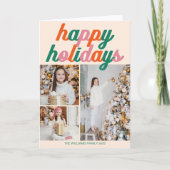 レトロな3枚の写真のクリスマスコラージュ折りたたみカード シーズンカード (正面)
