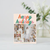 レトロな3枚の写真のクリスマスコラージュ ハッピーホリデー シーズンポストカード (スタンド正面)