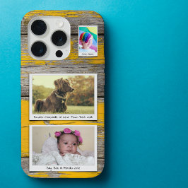 レトロな3枚の写真コラージュ 黄色い板 iPhone 15 PROケース
