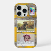 レトロな3枚の写真コラージュ 黄色い板 iPhoneケース (裏面)