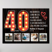 レトロな40周年記念ハートのカスタムフォトコラージュ ポスター (正面)