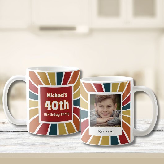 レトロな40歳の誕生日の男の子の写真 コーヒーマグカップ
