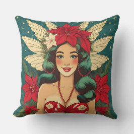 レトロな50年代のトロピカル・クリスマスピンアップガール クッション