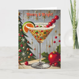 レトロな50年代の明るいクリスマスのキャンディカクテル カード