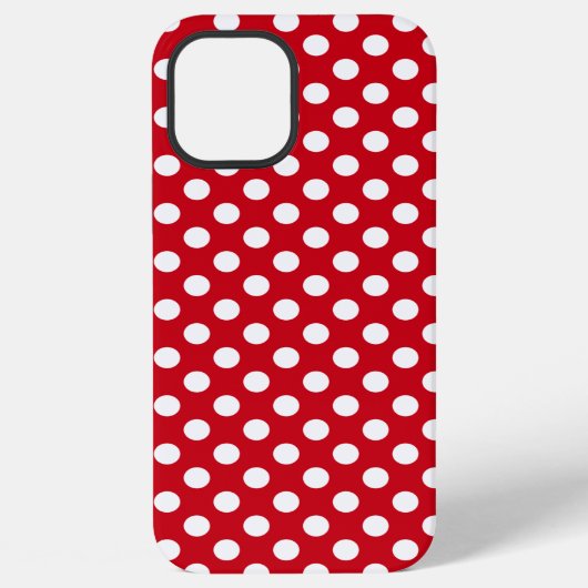 レトロな50年代風 赤 白 水玉模様 iPhoneケース (裏面)