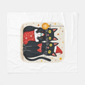 レトロな50年代 60年代の猫のクリスマス (1) フリースブランケット (正面(横))