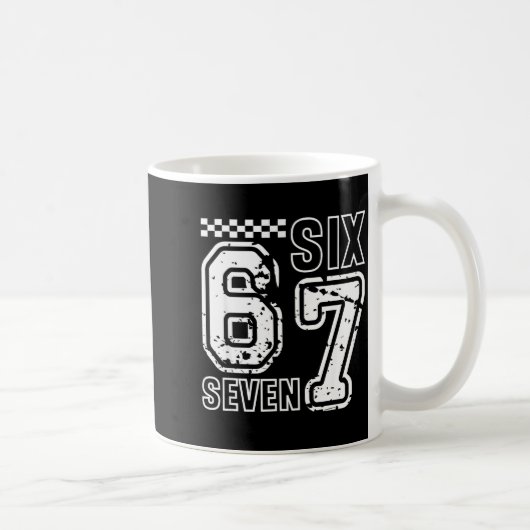 レトロな6と7の数字 面白いユーモア 6 7 メメンズ コーヒーマグカップ (右)