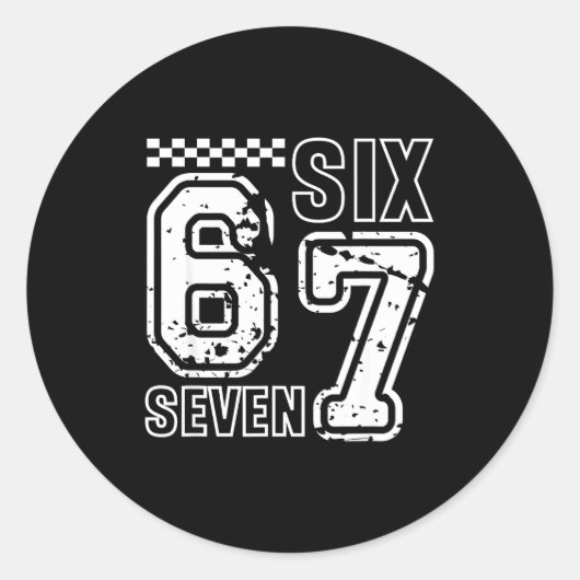 レトロな6と7の数字 面白いユーモア 6 7 メメンズ ラウンドシール (正面)