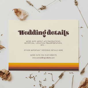 レトロな60年代のヴィンテージカラー ウェディング詳細カード エンクロージャーカード