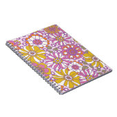 レトロな60年代の花柄。ヴィンテージイラストパターン。 ノートブック (右側)