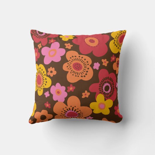 レトロな60年代の70年代の模様枕 クッション (裏面)