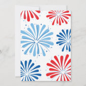 レトロな7月4日花火アメリカ国旗BBQパーティー 招待状 (裏面)