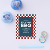 レトロな7月4日BBQパーティー市松模様 チラシ (シングル)