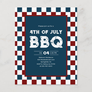 レトロな7月4日BBQパーティー市松模様 チラシ