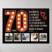 レトロな70周年記念ハートのカスタムフォトコラージュ ポスター (正面)