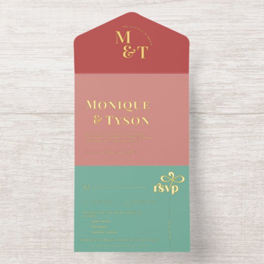 レトロな70年代のウェディング | オールインワンの招待状 オールインワン招待状 (内側)