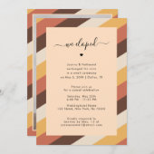 レトロな70年代のストライプ ウェルカム アナウンスメント 70年代 招待状 (正面/裏面)