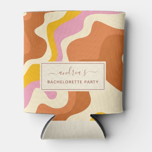 レトロな70年代のスワール幾何学バチェロレッテパーティーの楽しみ 缶クーラー (正面)