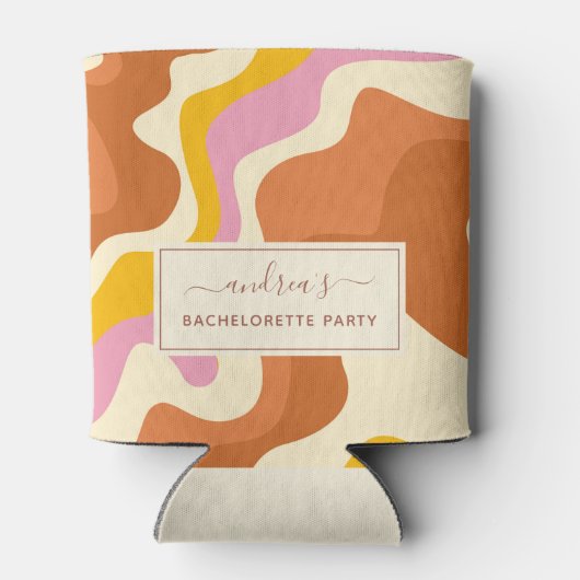 レトロな70年代のスワール幾何学バチェロレッテパーティーの楽しみ 缶クーラー (裏面)