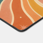 レトロな70年代の夕日と波とヤシの木の美意識 デスクマット (コーナー)