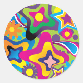 レトロな70年代の形と明るい色 ラウンドシール