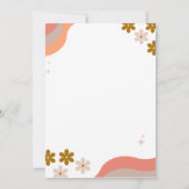 レトロな70年代の花柄 ブライダルシャワー 招待状 (裏面)