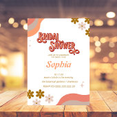 レトロな70年代の花柄 ブライダルシャワー 招待状