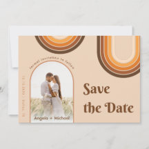 レトロな70年代の虹色ボヘミア アーチ写真 ベージュ 70年代