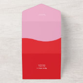 レトロな70年代スタイルのピンクと赤のネオン結婚式 オールインワン招待状 (外側)