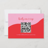 レトロな70年代スタイルのピンクと赤のネオン結婚式RSVPカード 出欠カード (正面)