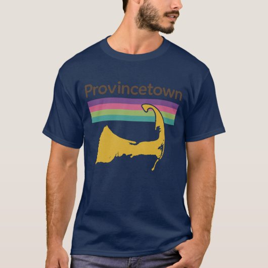 レトロな70年代スタイルのプロビンスタウンのお土産 Tシャツ (正面)