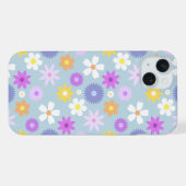 レトロな70年代風の花柄 パステルカラー iPhoneケース (裏面横)
