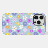 レトロな70年代風の花柄 パステルカラー iPhoneケース (裏面横)
