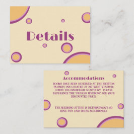 レトロな70年代 サークル パープル オレンジ ウェディング ディテール エンクロージャーカード